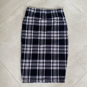 Black & White Plaid MIDI Skirt